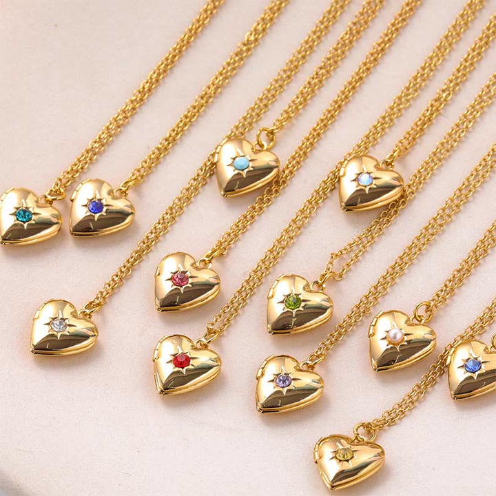 Olivenorma "Shine in My Heart" - Collana con album a forma di cuore con pietra portafortuna