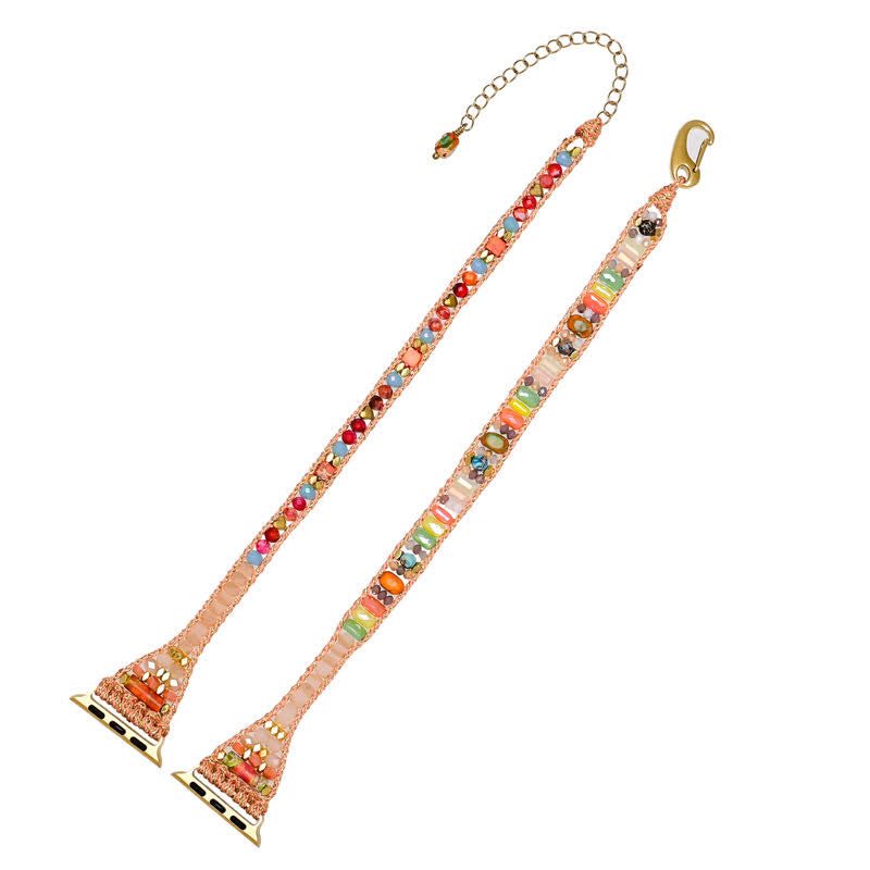 Olivenorma Natural Pink Crystal Colorful Gems Apple Watch Strap Bracciale Avvolgente