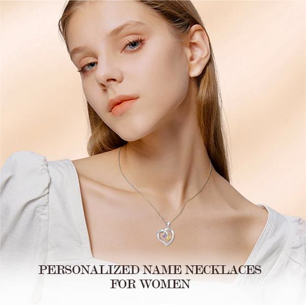 Olivenorma Custom Heart Promise 2 Pietre Portafortuna Nome Collana Incisione