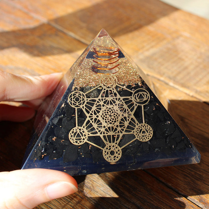 Olivenorma Tormalina Nera Cubo di Metatron Protezione Piramide Orgonica 