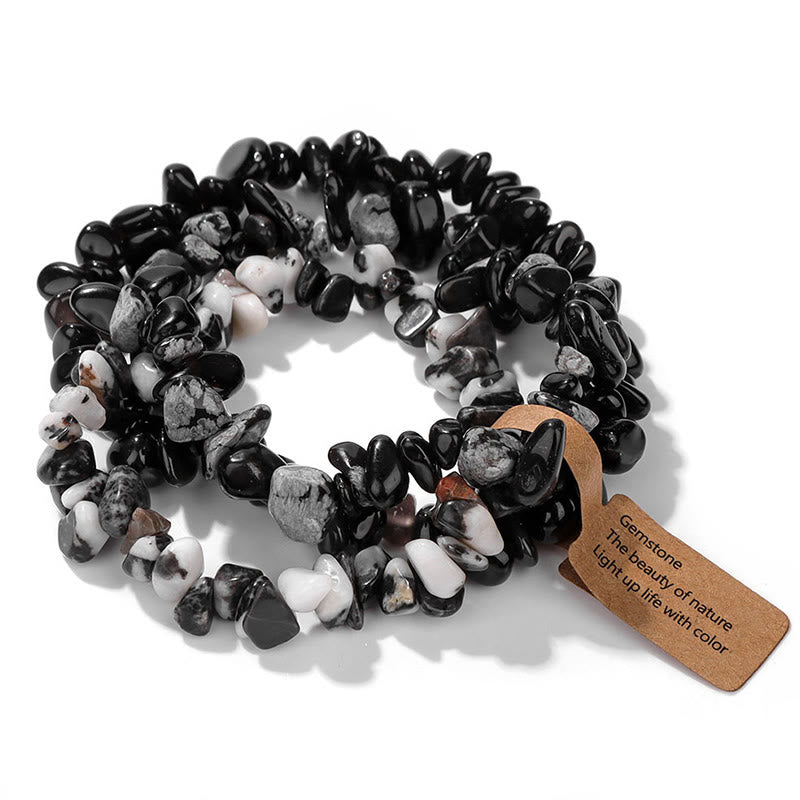 Bracciale Olivenorma a tre strati con ghiaia di cristallo irregolare naturale
