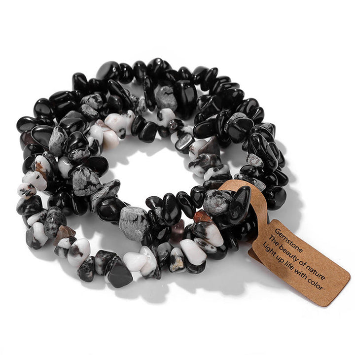 Bracciale Olivenorma a tre strati con ghiaia di cristallo irregolare naturale