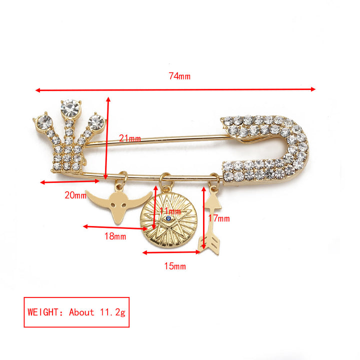 Spilla a forma di cuore con occhio maligno in zircone bianco Olivenorma 