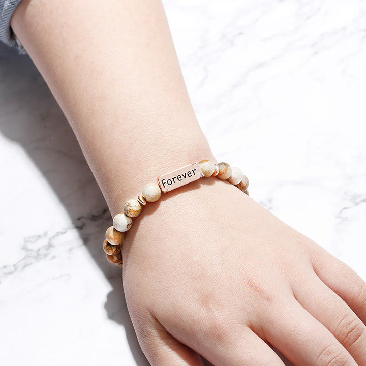 Olivenorma Natural Gemstone Best Friend Forever Set di 3 bracciali con incisione