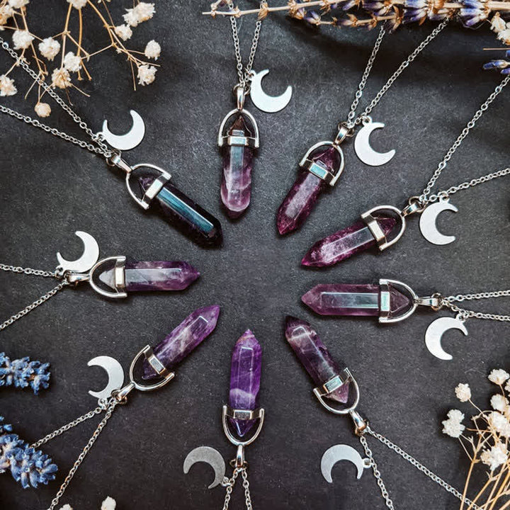 Collana con ciondolo a forma di mezzaluna in ametista Olivenorma