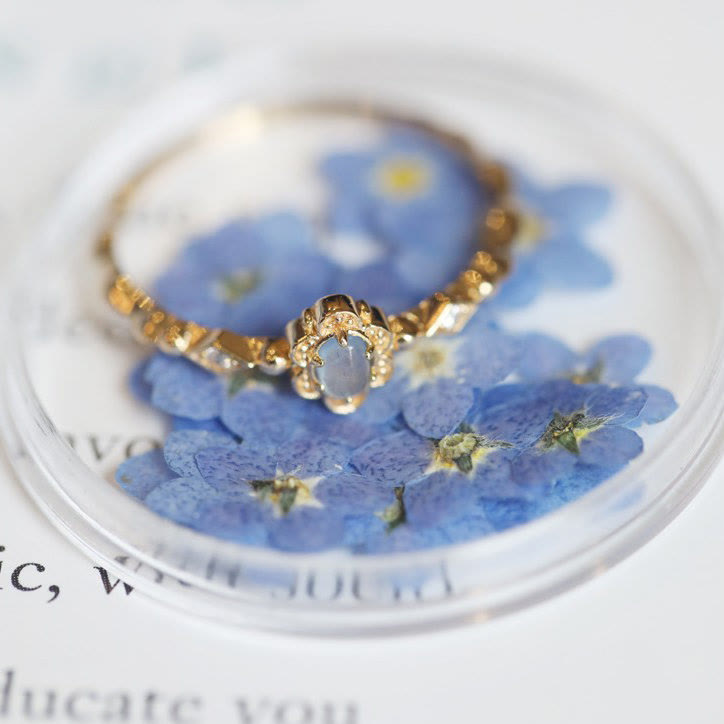 Olivenorma Anello Vintage con Fiori di Margherita in Acquamarina Naturale 