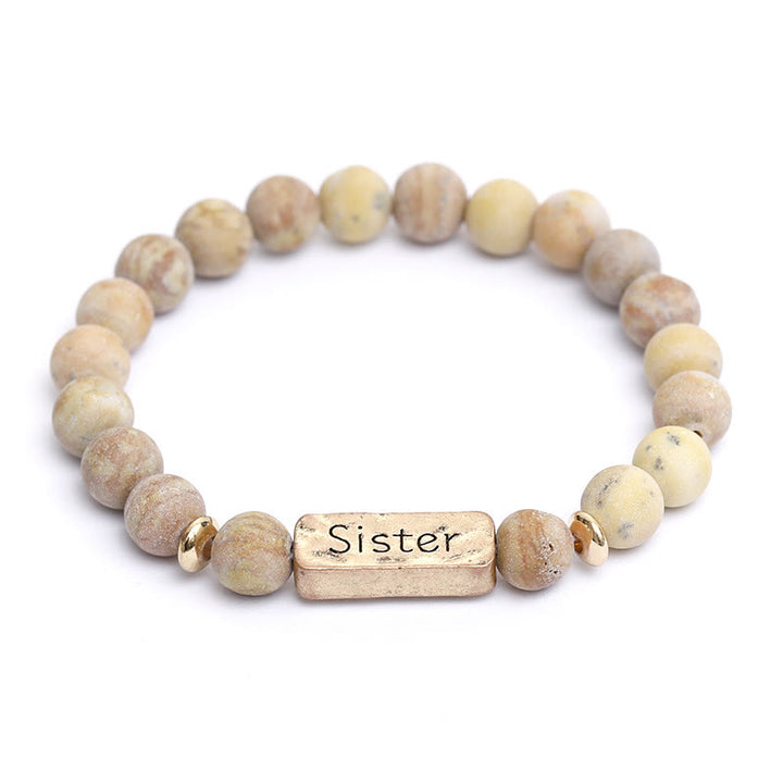 Bracciale con incisione della sorella in pietra preziosa naturale Olivenorma 