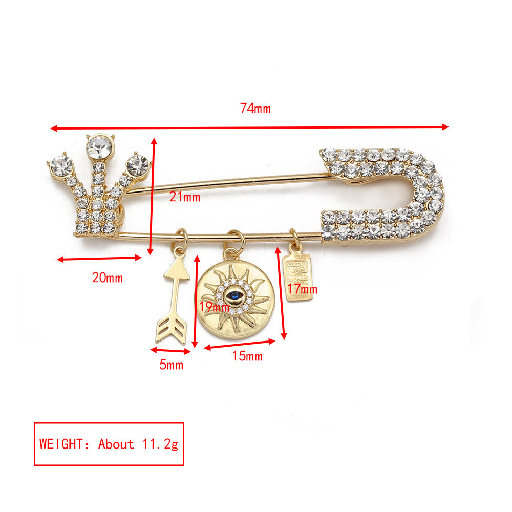 Spilla a forma di cuore con occhio maligno in zircone bianco Olivenorma 