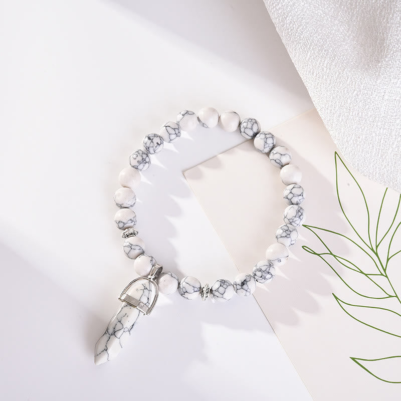 Olivenorma Bracciale con ciondolo a prisma esagonale in cristallo con perline da 8 mm