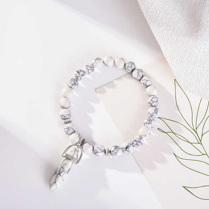 Olivenorma Bracciale con ciondolo a prisma esagonale in cristallo con perline da 8 mm