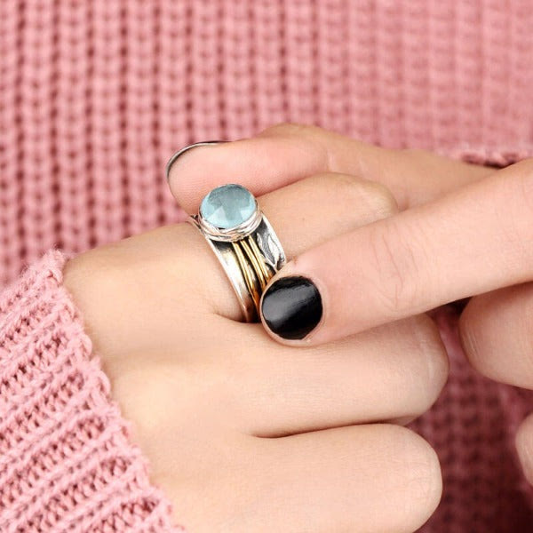 Anello girevole Olivenorma Acquamarina