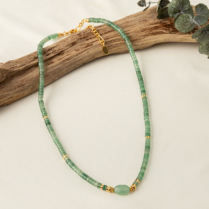 Collana di perline fatta a mano in pietra naturale Olivenorma con avventurina verde