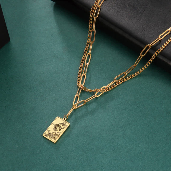 Collana a doppia catena con carta dei tarocchi Olivenorma