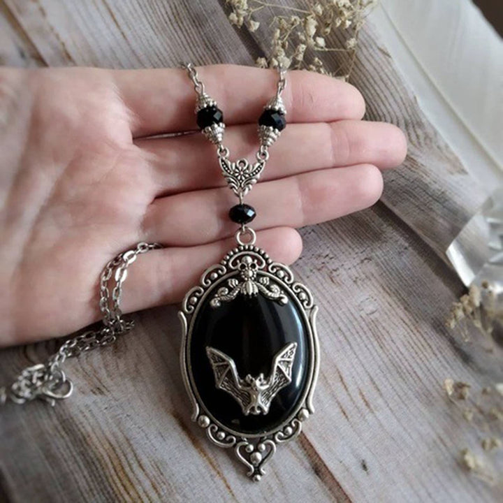 Collana in argento e ossidiana pipistrello Olivenorma