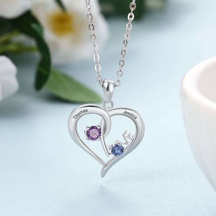 Olivenorma Collana personalizzata con 2 nomi e pietre portafortuna