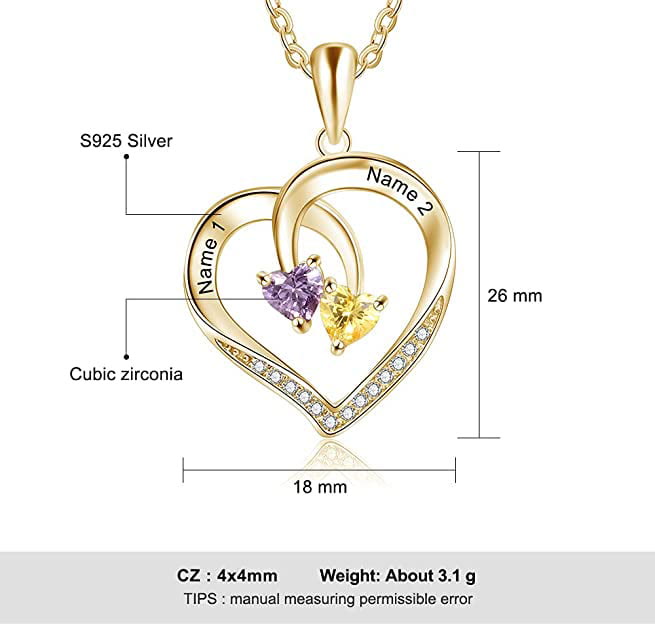 Olivenorma Custom Heart Promise 2 Pietre Portafortuna Nome Collana Incisione