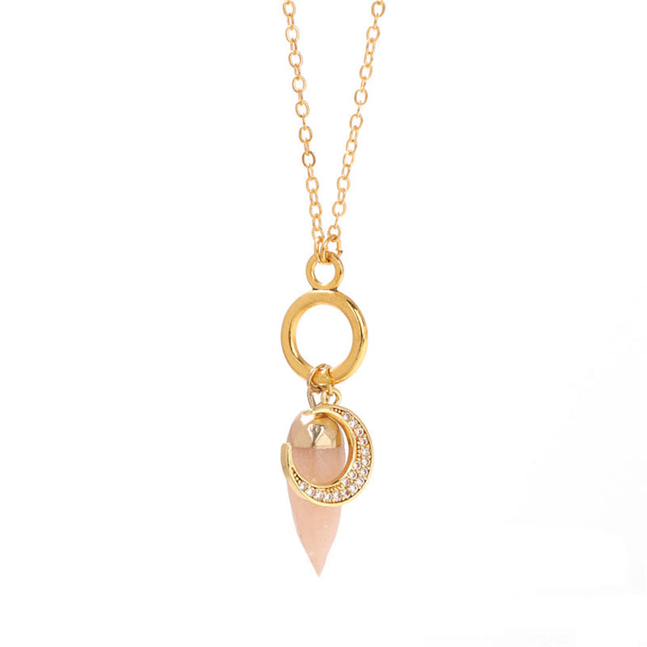 Collana con ciondolo a forma di luna con zirconi e cristalli di competizione Olivenorma