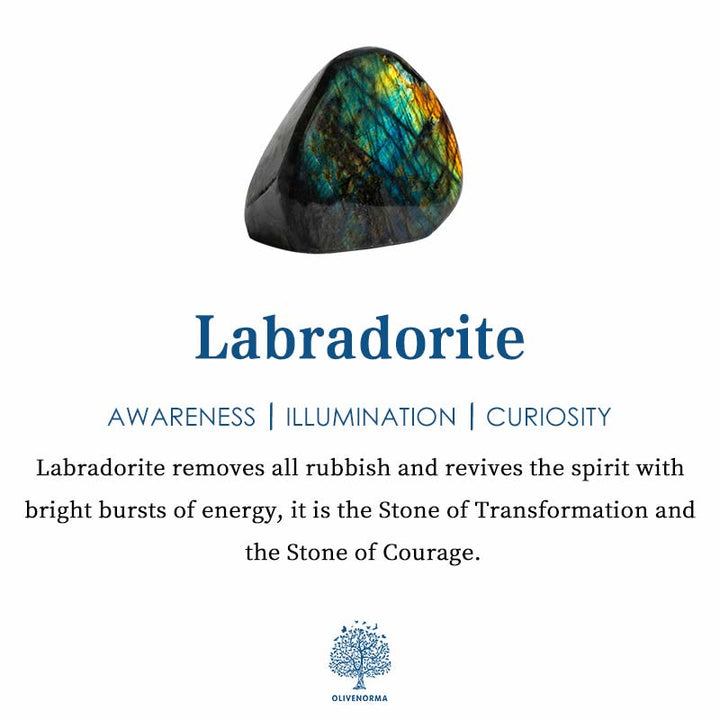 Collana con ciondolo in pietra del sole con labradorite e smeraldo Olivenorma
