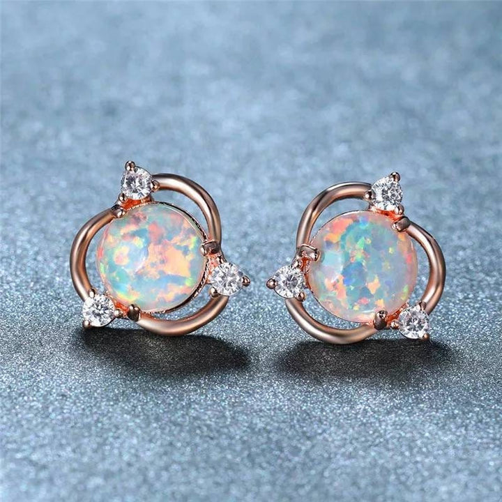 Orecchini a bottone Olivenorma Opal Small Round White Zircon 