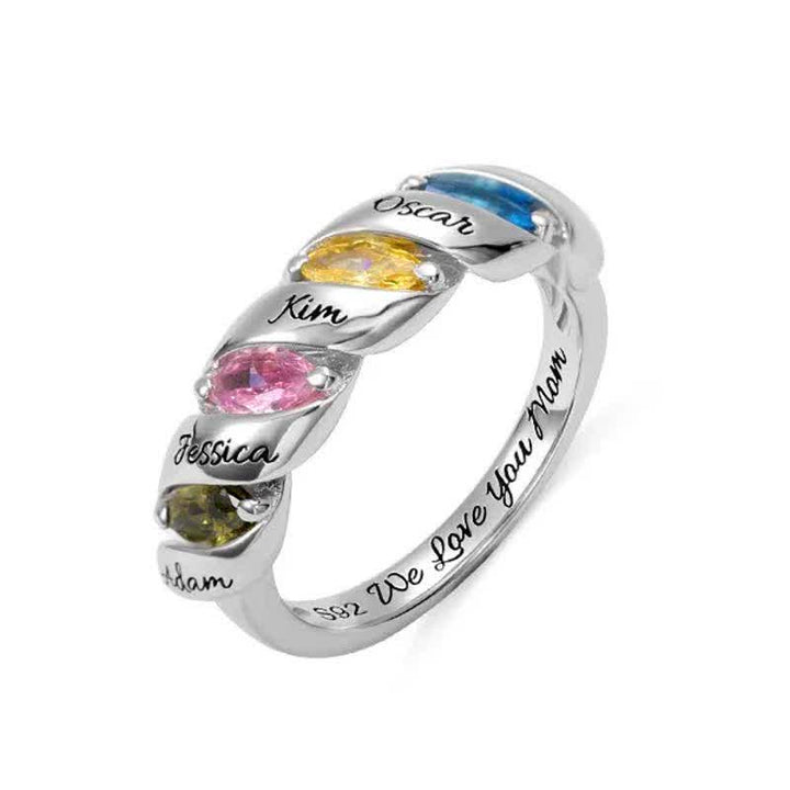 Anello personalizzato e inciso con pietre portafortuna "Memory" Olivenorma