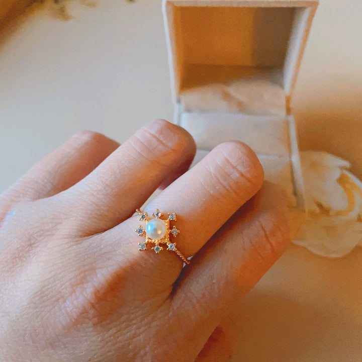 Anello con perla naturale Olivenorma Romontic Flower e zircone