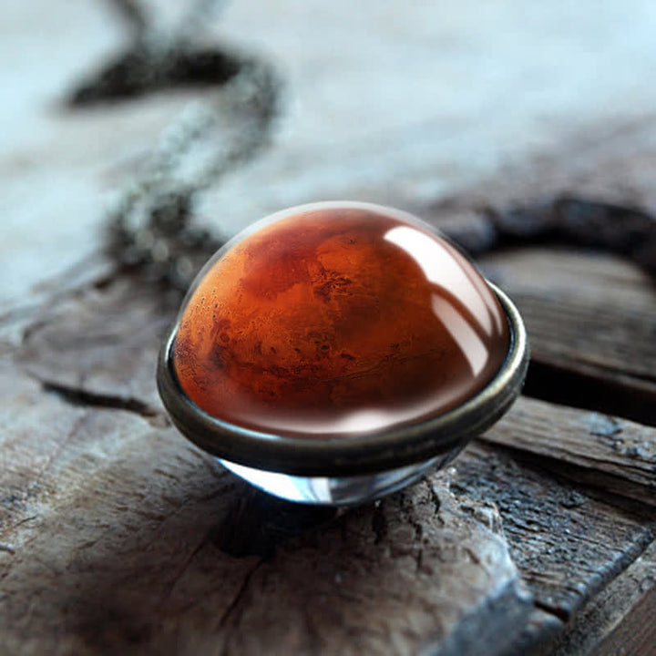 Collana Olivenorma con pianeti e cielo in vetro bifacciale