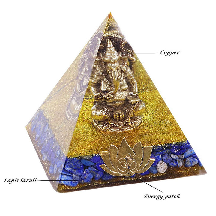Olivenorma Lapislazzuli con simbolo di elefante Piramide di Orgone