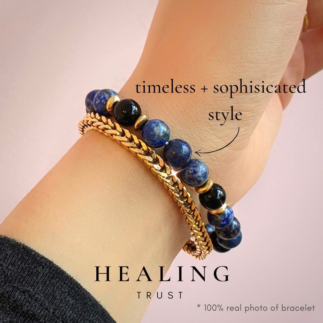 Bracciale Olivenorma "Healing Trust" in lapislazzuli e onice nero