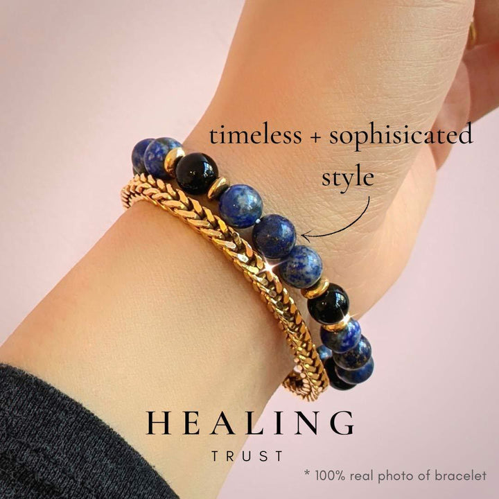 Bracciale Olivenorma "Healing Trust" in lapislazzuli e onice nero