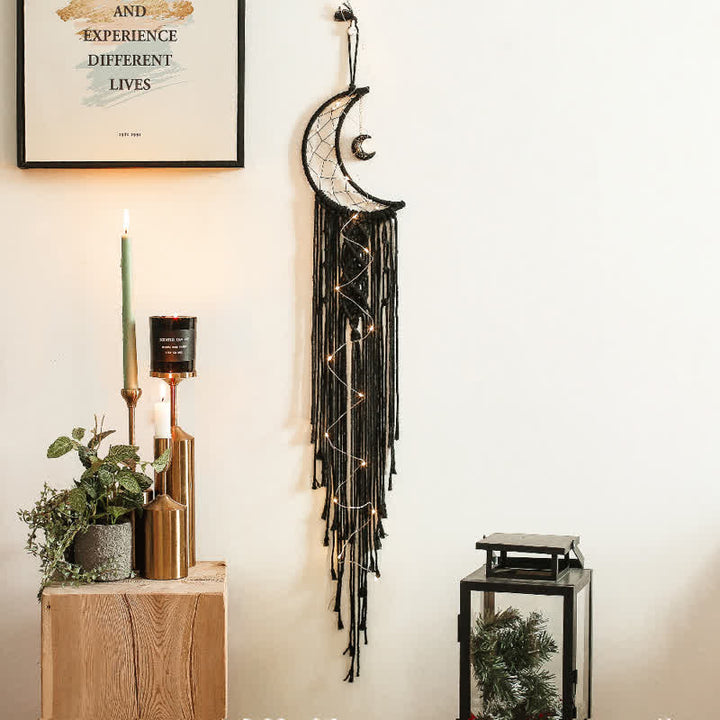 Olivenorma Bohemian Moon Dream Decorazione da parete in macramè intrecciato