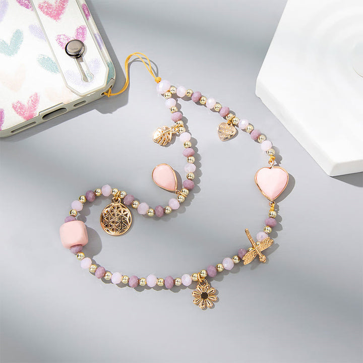 Cinturino per telefono Olivenorma Crystal Pearl Drop a forma di cuore