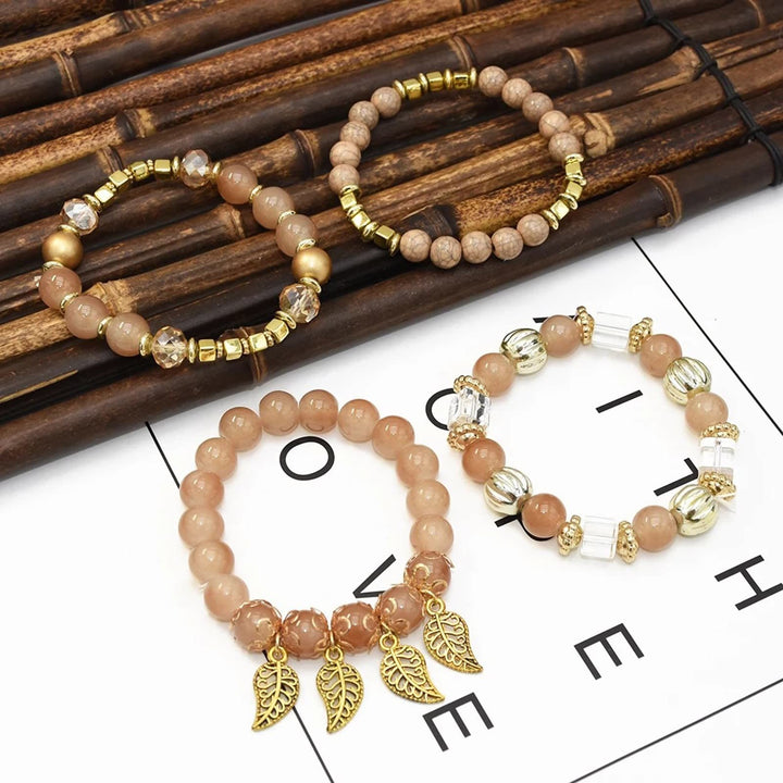 Olivenorma Bohemian Leaf Pendant Accessories Set di bracciali multistrato