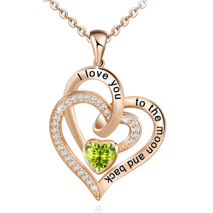 Collana con carta regalo Olivenorma Hearts and Hearts Birthstone - Oro rosa - agosto - Con carta portafortuna - image 38
