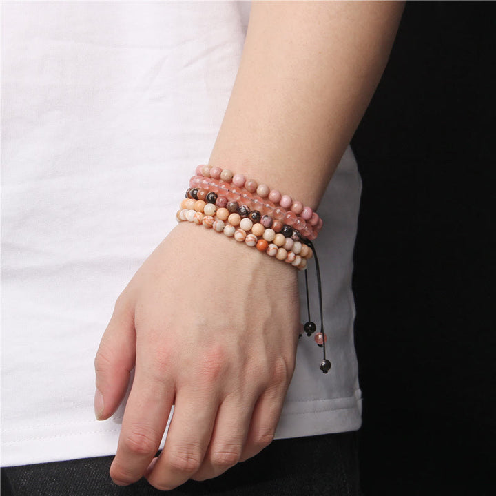 Bracciale intrecciato con perline di pietra naturale Olivenorma da 6 mm 