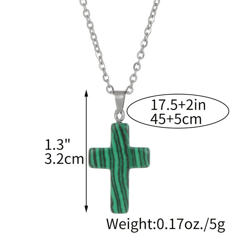 Collana con croce in pietra naturale Olivenorma 