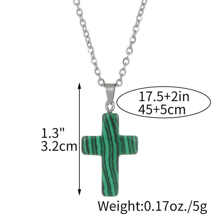 Collana con croce in pietra naturale Olivenorma 