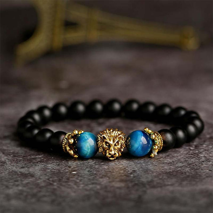 Bracciale con simbolo del leone in pietra di cristallo naturale Olivenorma 
