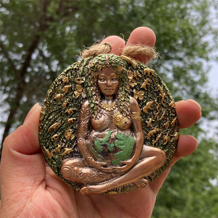 Olivenorma Statua della Dea Gaia Pendente Decorazioni in Resina Decorazione da Parete