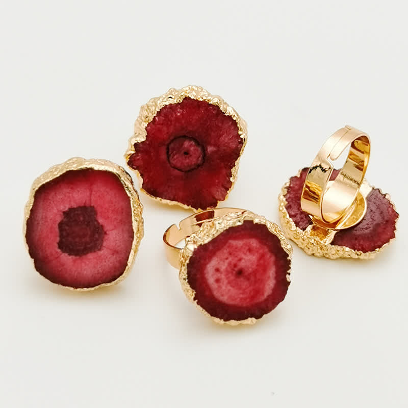 Anello regolabile con pietra preziosa di girasole in cristallo naturale Olivenorma