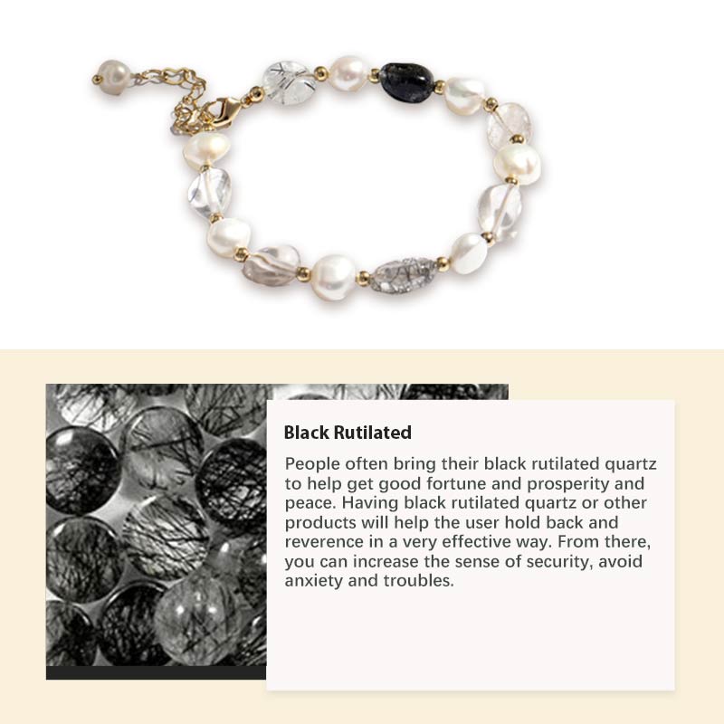Bracciale di perle di cristallo naturale e pietre preziose 