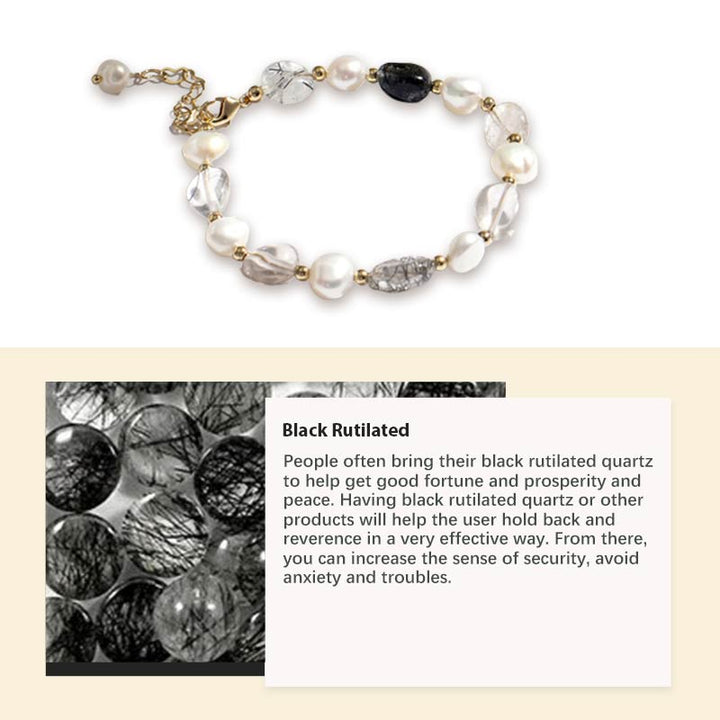 Bracciale di perle di cristallo naturale e pietre preziose 