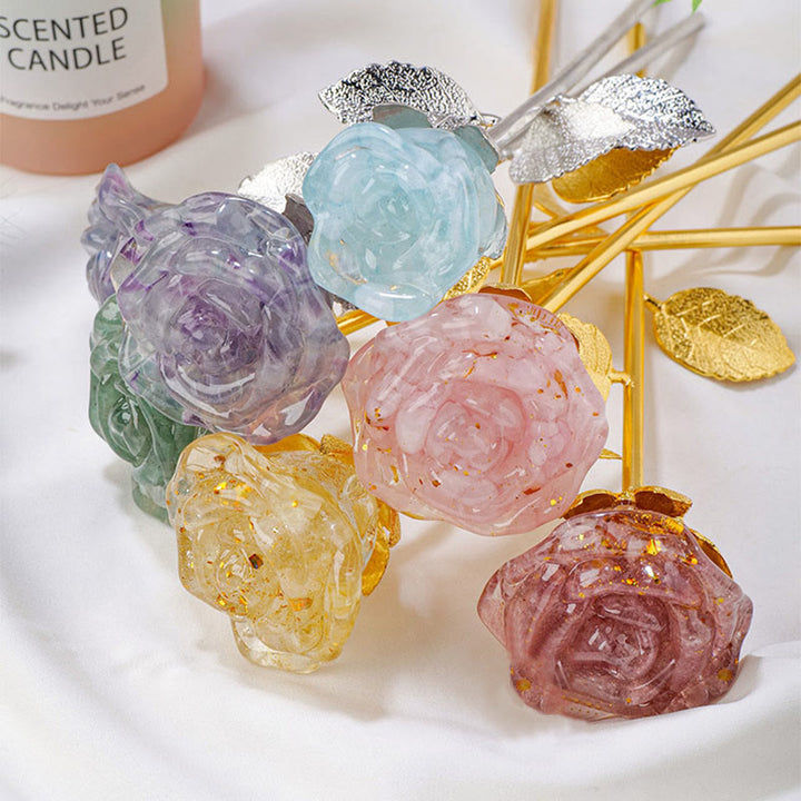 Olivenorma Crystal Rose Flower Artigianato Decorazione con pietre preziose