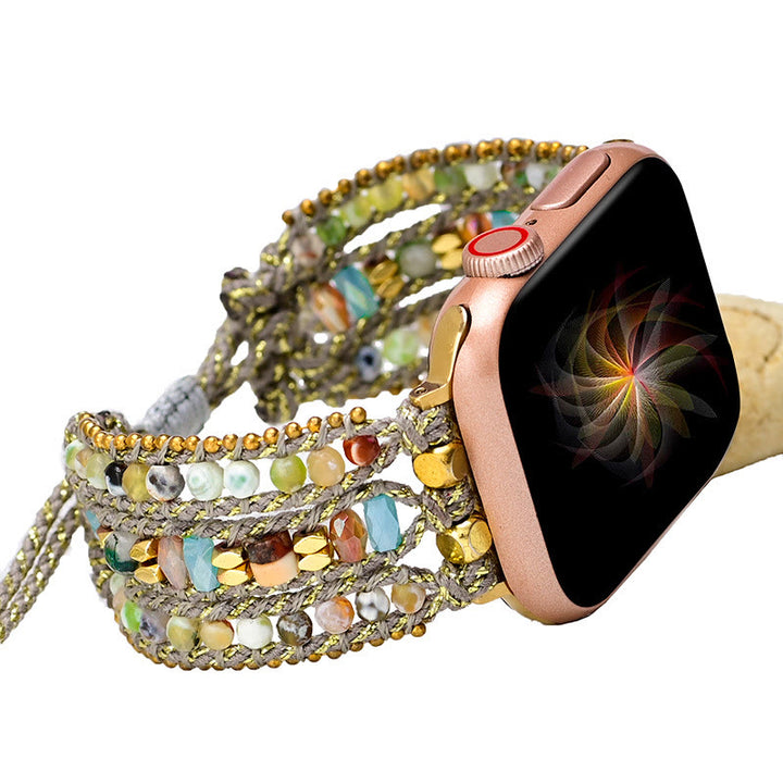 Cinturino avvolgente per Apple Watch Olivenorma in agata bianca ematite 