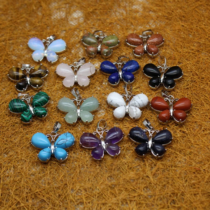 Collana a farfalla con pietra preziosa di cristallo naturale Olivenorma