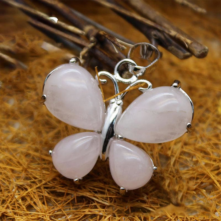 Collana a farfalla con pietra preziosa di cristallo naturale Olivenorma
