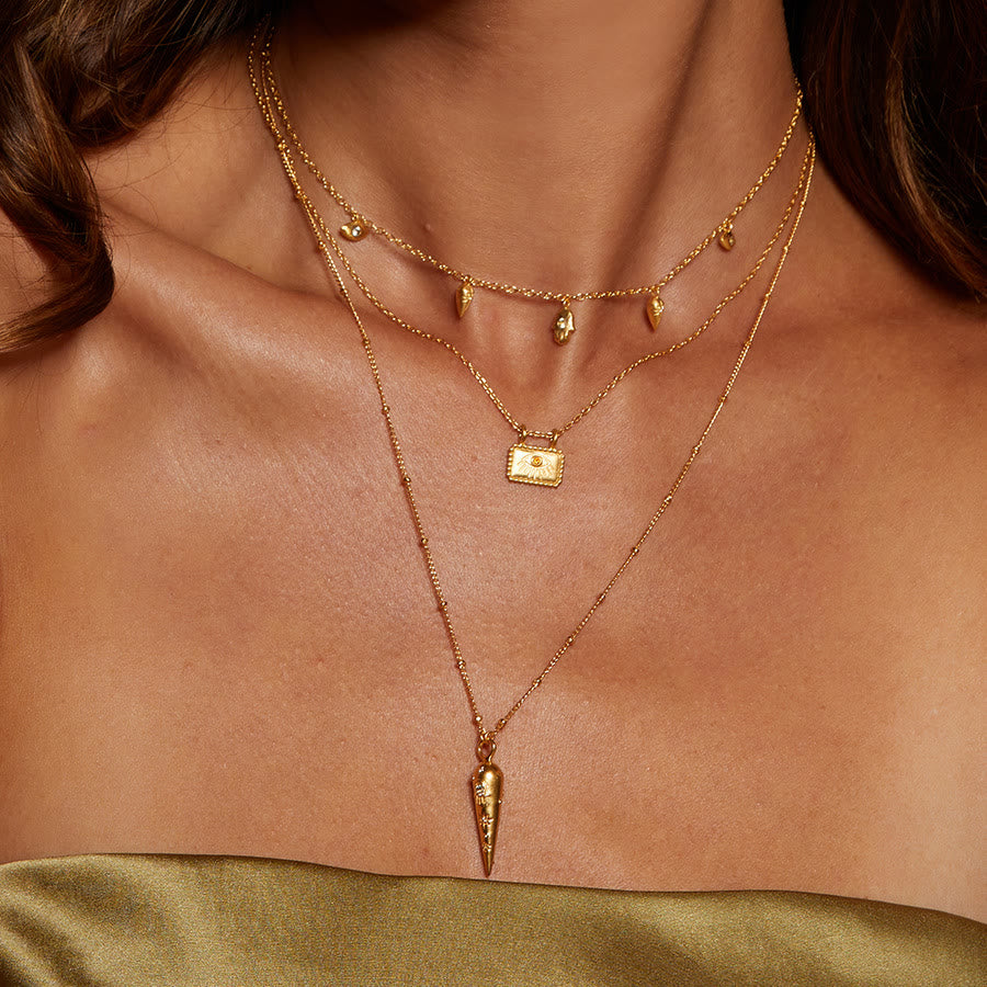 Collana Olivenorma in acciaio al titanio 316L con zircone bianco Hamsa
