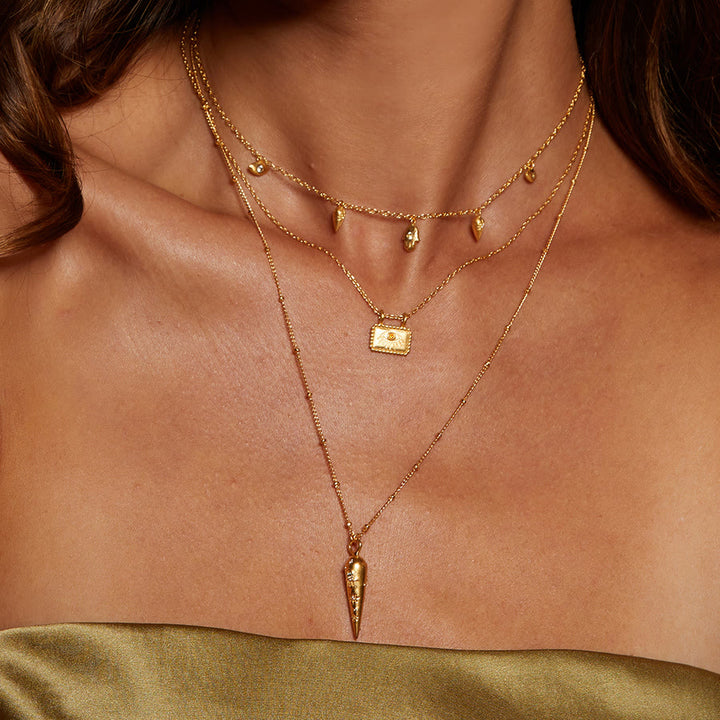 Collana Olivenorma in acciaio al titanio 316L con zircone bianco Hamsa