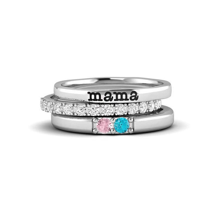 Olivenorma regalo personalizzato pietra portafortuna con zircone set di anelli da 3 pezzi