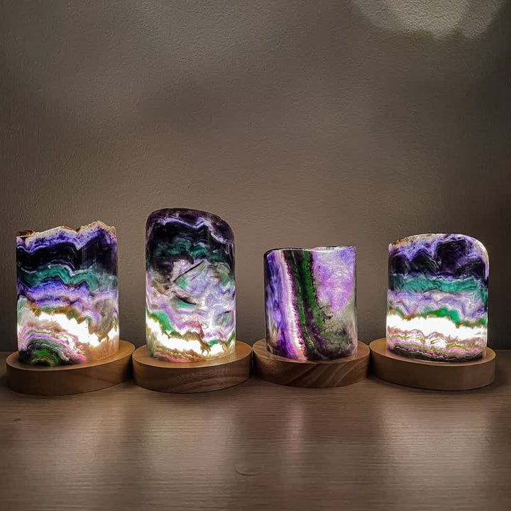 Lampada cilindrica in fluorite naturale Olivenorma