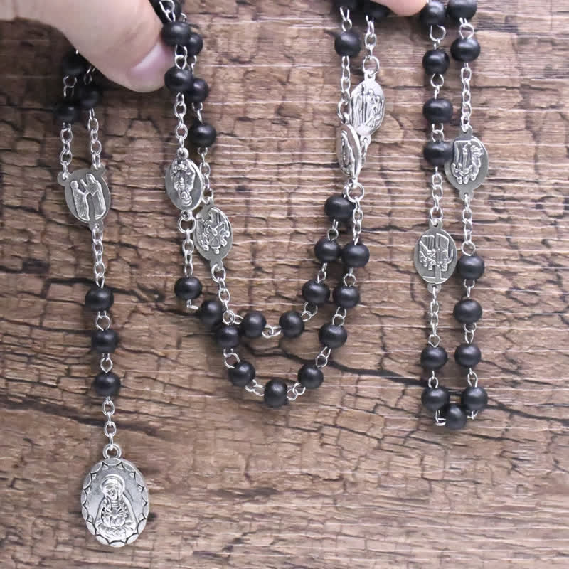 Collana Rosario Olivenorma Madonna Onice Nero